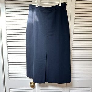Vintage Evan Picone 100% Wool Lined Navy Blue Midi Skirt Small